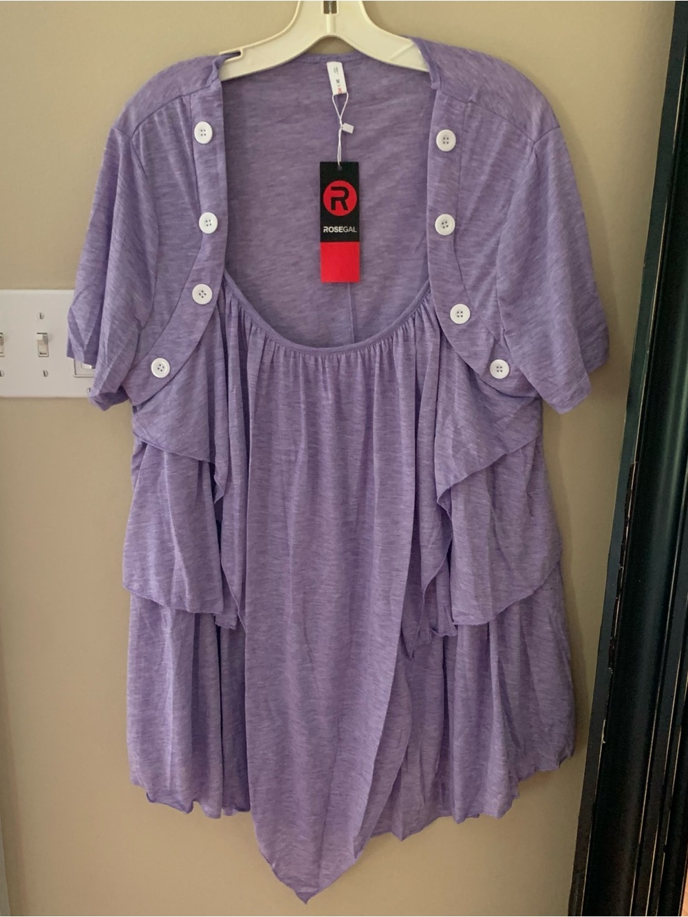 Rosegal Plus Size Tunic Style Women’s 3X Purple Flowy Casual Shirt